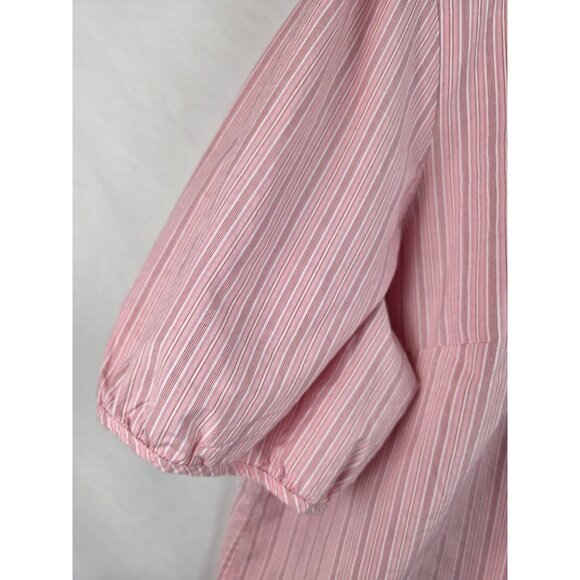 Talbots Womens Shirt Plus Size 3X Pink Striped Short Sleeve Ruffle Blouse Top - Picture 5 of 10